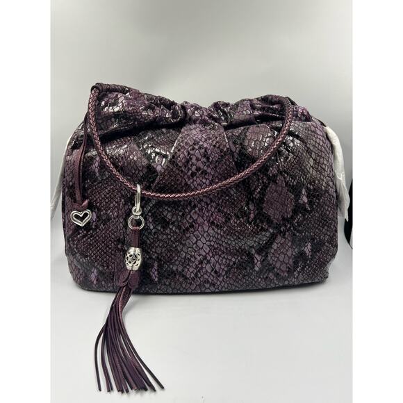 Brighton Nolita Python Embossed Leather Shoulder Bag Purple  NWT - Picture 1 of 7